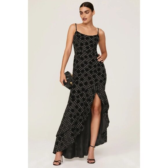 Hutch Malia Polka Dot Gown Black Womens 14 - Picture 1 of 11